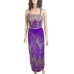 Vintage 80s Alyce Designs Purple & Gold Dress